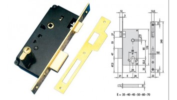 Κλειδαριά ασφαλείας χωνευτή για ξύλινες πόρτες Cisa 5C110-45